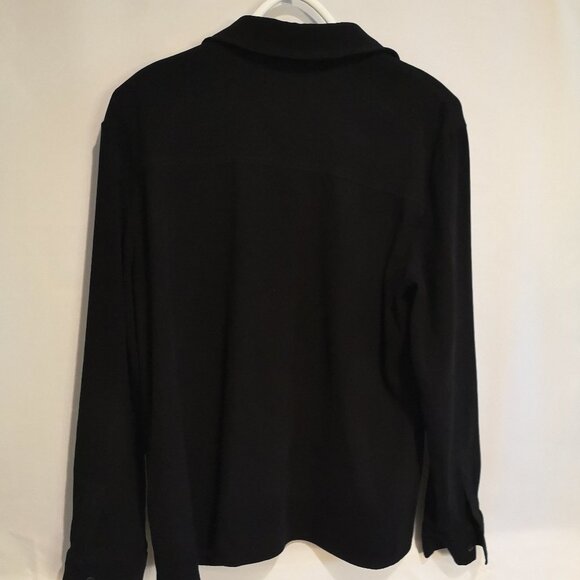 Item & Co Ladies Size Large (14) Loose Fit Black Button Front Shirt - Picture 2 of 6